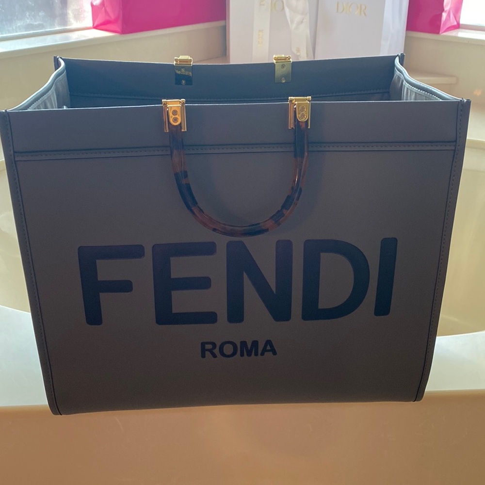 FENDI GREY LARGE SUNSHINE TOTE